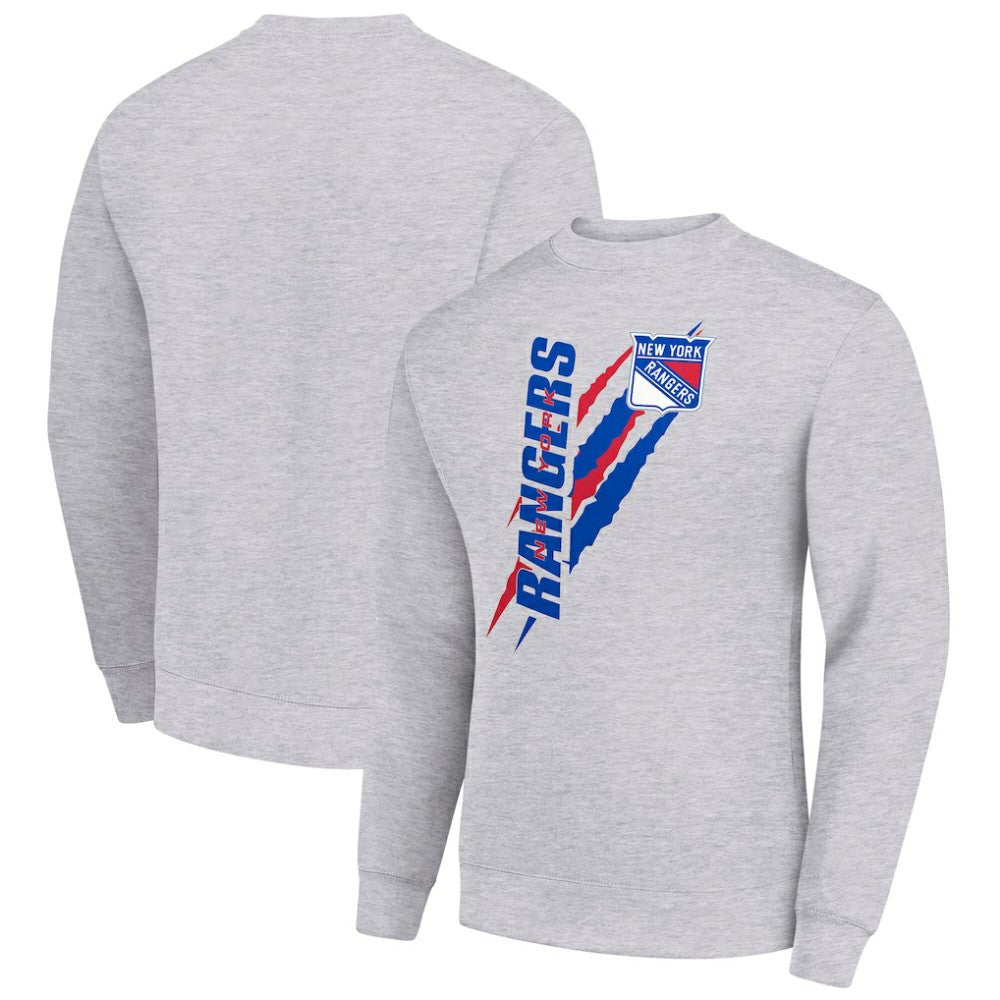 New York Rangers Starter Color Scratch Pullover Sweatshirt - Heather Gray Sweatshirts
