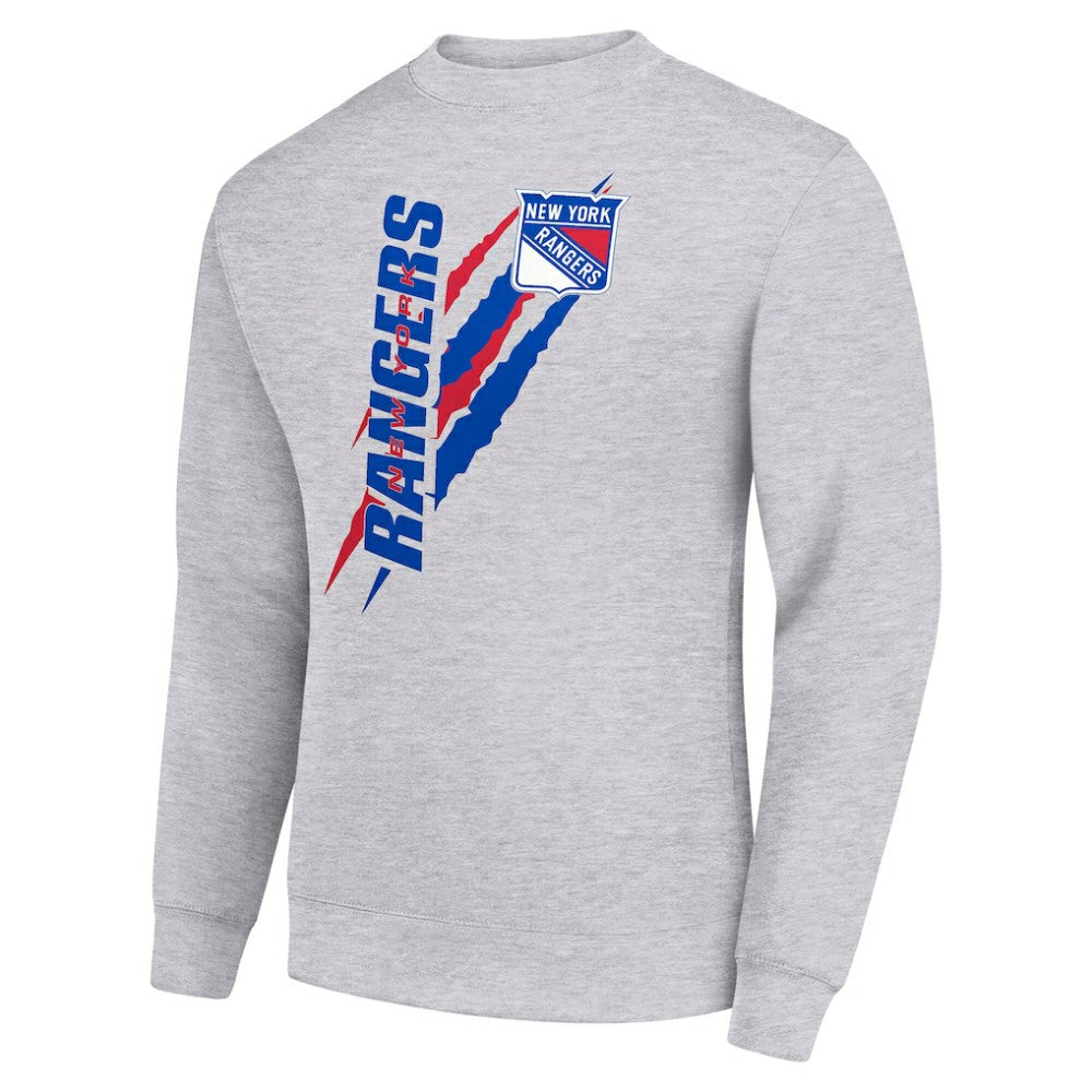 New York Rangers Starter Color Scratch Pullover Sweatshirt - Heather Gray Sweatshirts
