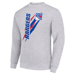 New York Rangers Starter Color Scratch Pullover Sweatshirt - Heather Gray Sweatshirts