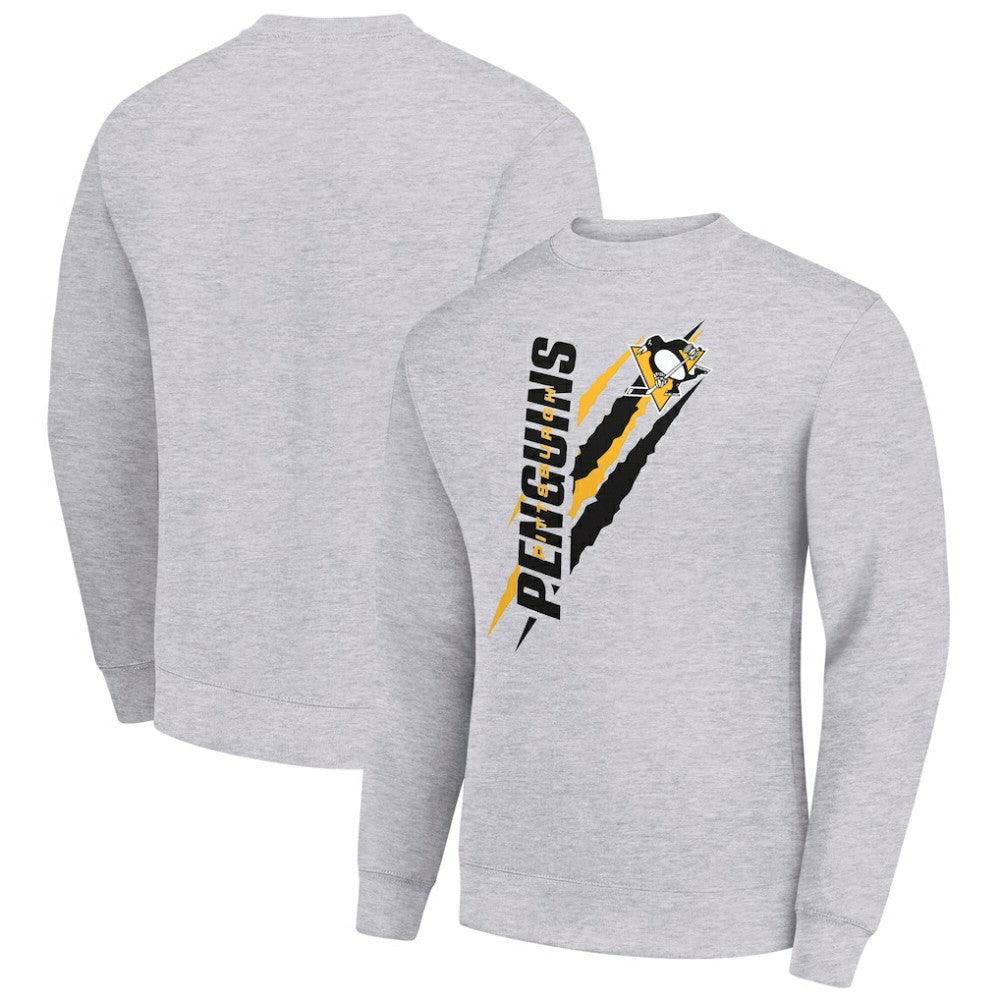Pittsburgh Penguins Starter Color Scratch Pullover Sweatshirt - Heather Gray Sweatshirts