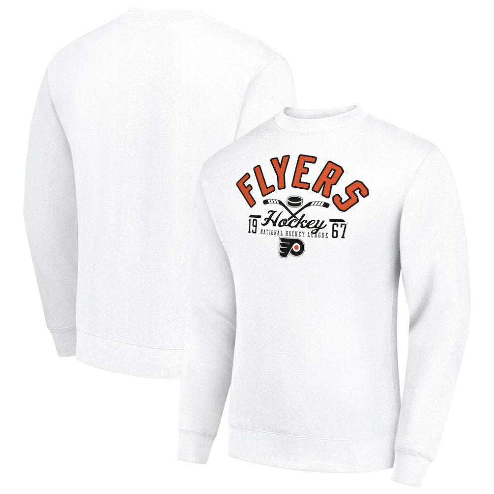Philadelphia Flyers Starter Stick And Puck Logo Fleece Pullover Sweatshirt - White Sweatshirts