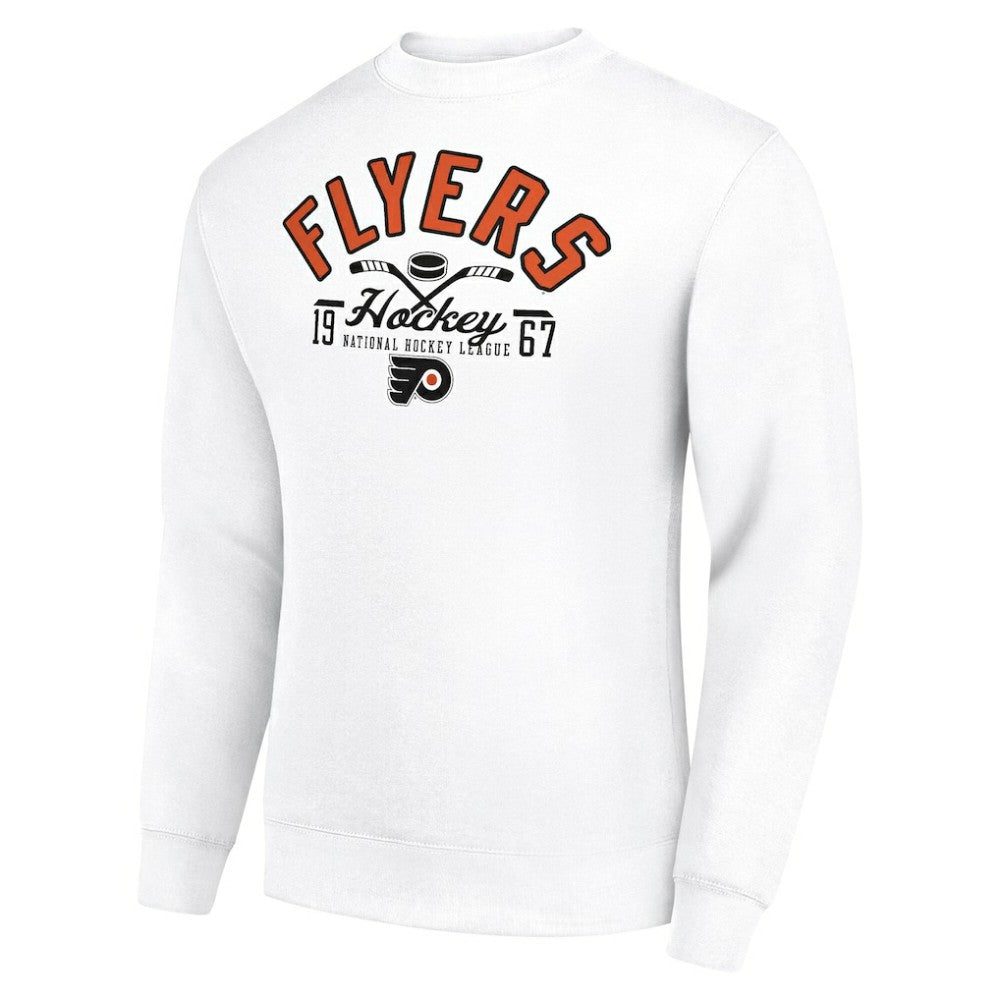Philadelphia Flyers Starter Stick And Puck Logo Fleece Pullover Sweatshirt - White Sweatshirts