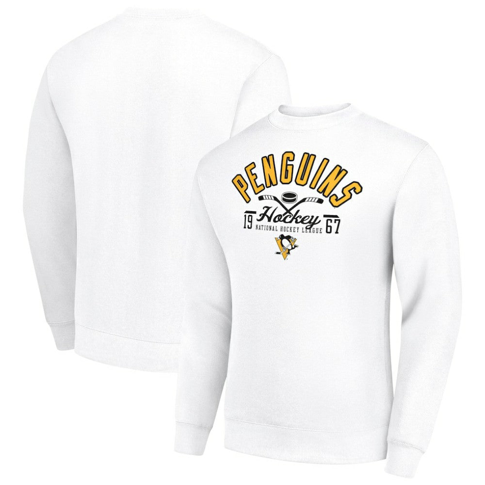 Pittsburgh Penguins Starter Stick And Puck Logo Fleece Pullover Sweatshirt - White Sweatshirts
