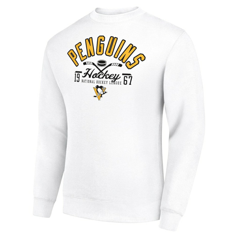 Pittsburgh Penguins Starter Stick And Puck Logo Fleece Pullover Sweatshirt - White Sweatshirts