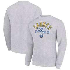 Buffalo Sabres Starter Stick And Puck Logo Fleece Pullover Sweatshirt - Heather Gray Sweatshirts