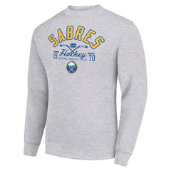 Buffalo Sabres Starter Stick And Puck Logo Fleece Pullover Sweatshirt - Heather Gray Sweatshirts