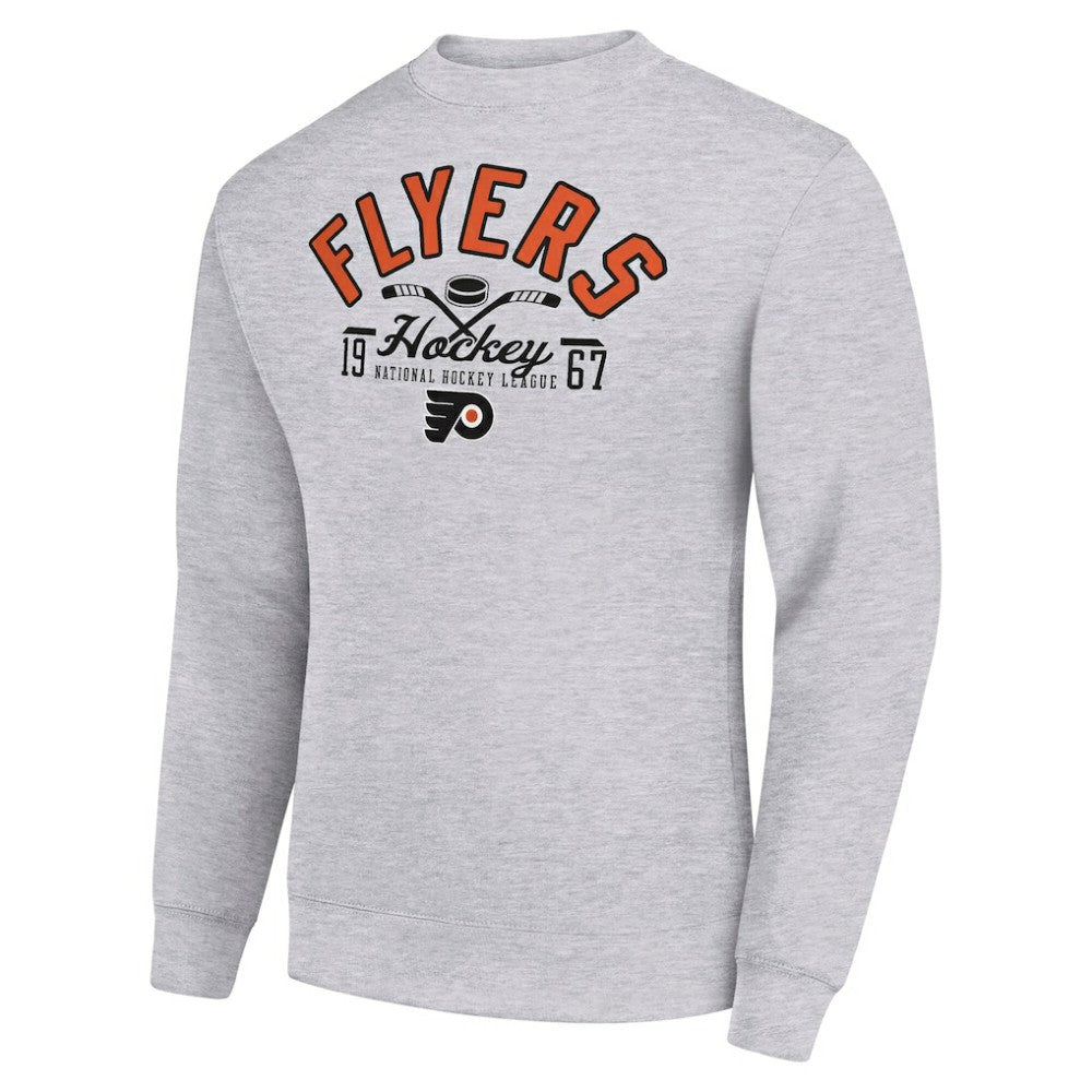Philadelphia Flyers Starter Stick And Puck Logo Fleece Pullover Sweatshirt - Heather Gray Sweatshirts