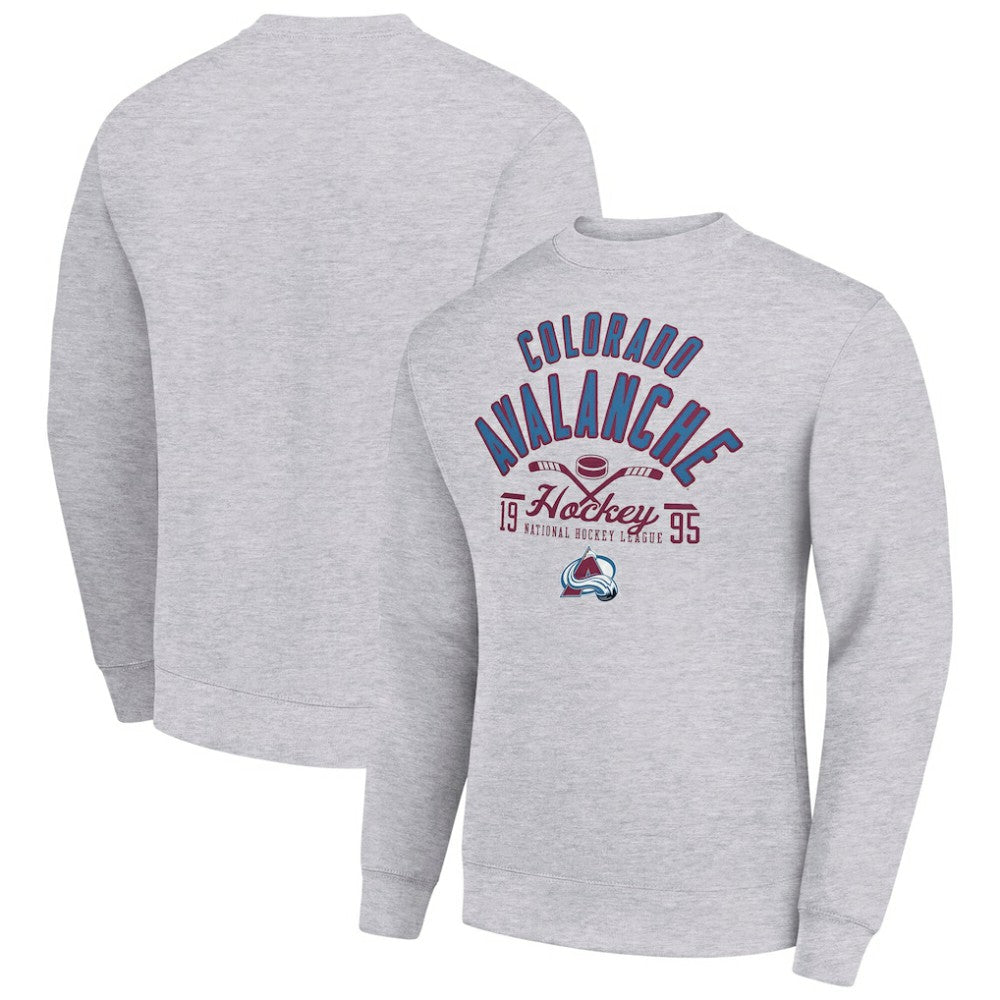Colorado Avalanche Starter Stick And Puck Logo Fleece Pullover Sweatshirt - Heather Gray Sweatshirts