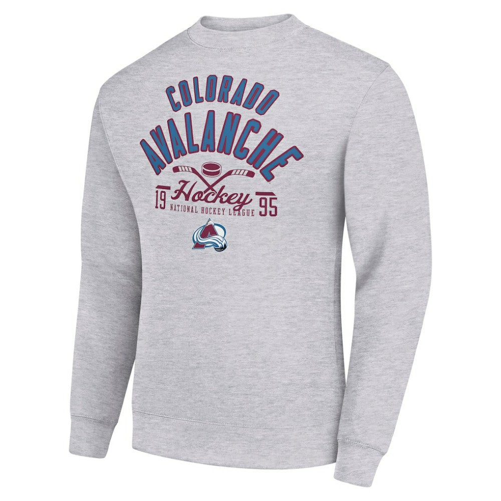 Colorado Avalanche Starter Stick And Puck Logo Fleece Pullover Sweatshirt - Heather Gray Sweatshirts