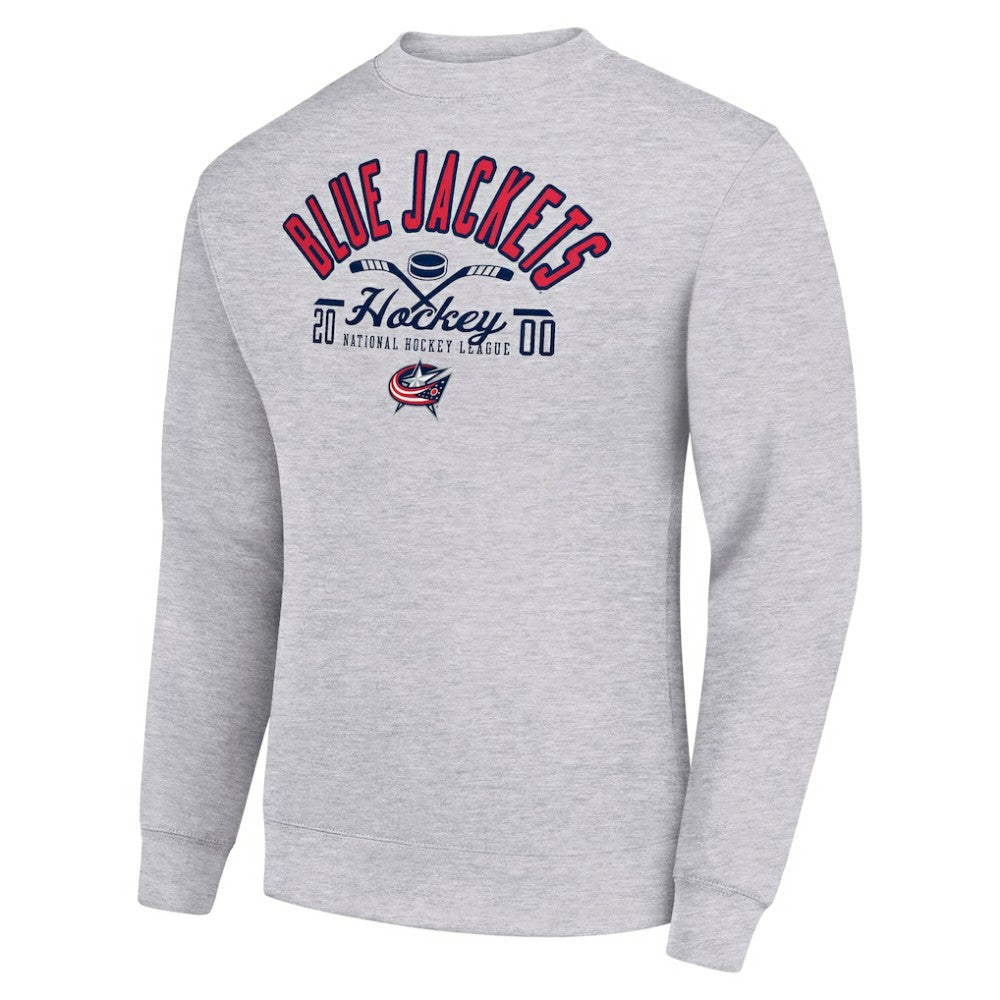 Columbus Blue Jackets Starter Stick And Puck Logo Fleece Pullover Sweatshirt - Heather Gray Sweatshirts