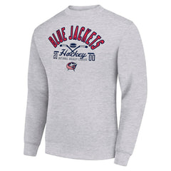 Columbus Blue Jackets Starter Stick And Puck Logo Fleece Pullover Sweatshirt - Heather Gray Sweatshirts