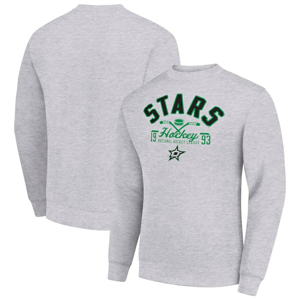 Dallas Stars Starter Stick And Puck Logo Fleece Pullover Sweatshirt - Heather Gray Sweatshirts