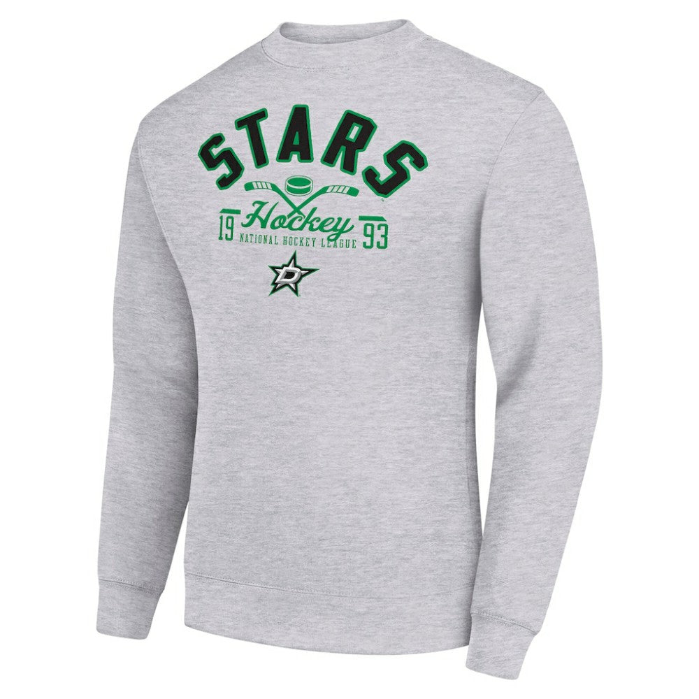 Dallas Stars Starter Stick And Puck Logo Fleece Pullover Sweatshirt - Heather Gray Sweatshirts