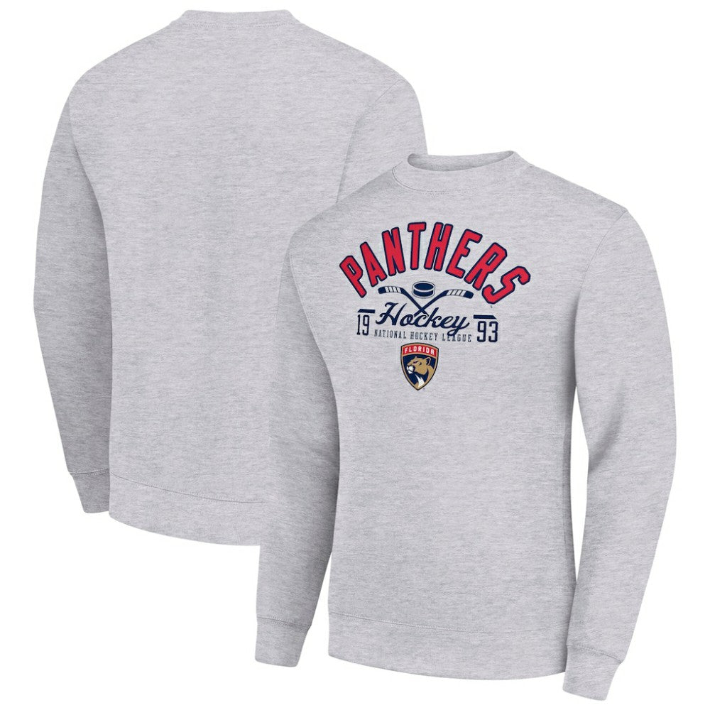 Florida Panthers Starter Stick And Puck Logo Fleece Pullover Sweatshirt - Heather Gray Sweatshirts