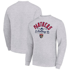Florida Panthers Starter Stick And Puck Logo Fleece Pullover Sweatshirt - Heather Gray Sweatshirts