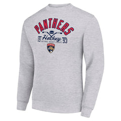 Florida Panthers Starter Stick And Puck Logo Fleece Pullover Sweatshirt - Heather Gray Sweatshirts