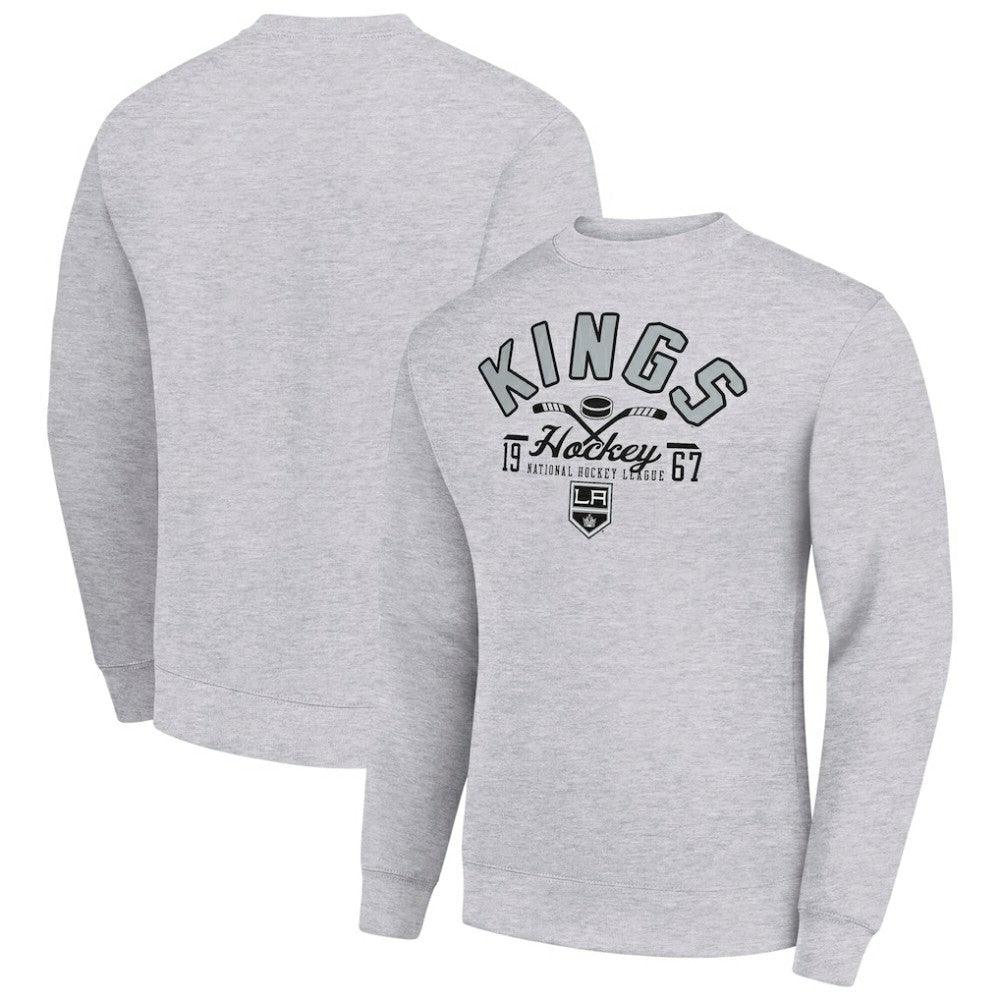 Los Angeles Kings Starter Stick And Puck Logo Fleece Pullover Sweatshirt - Heather Gray Sweatshirts