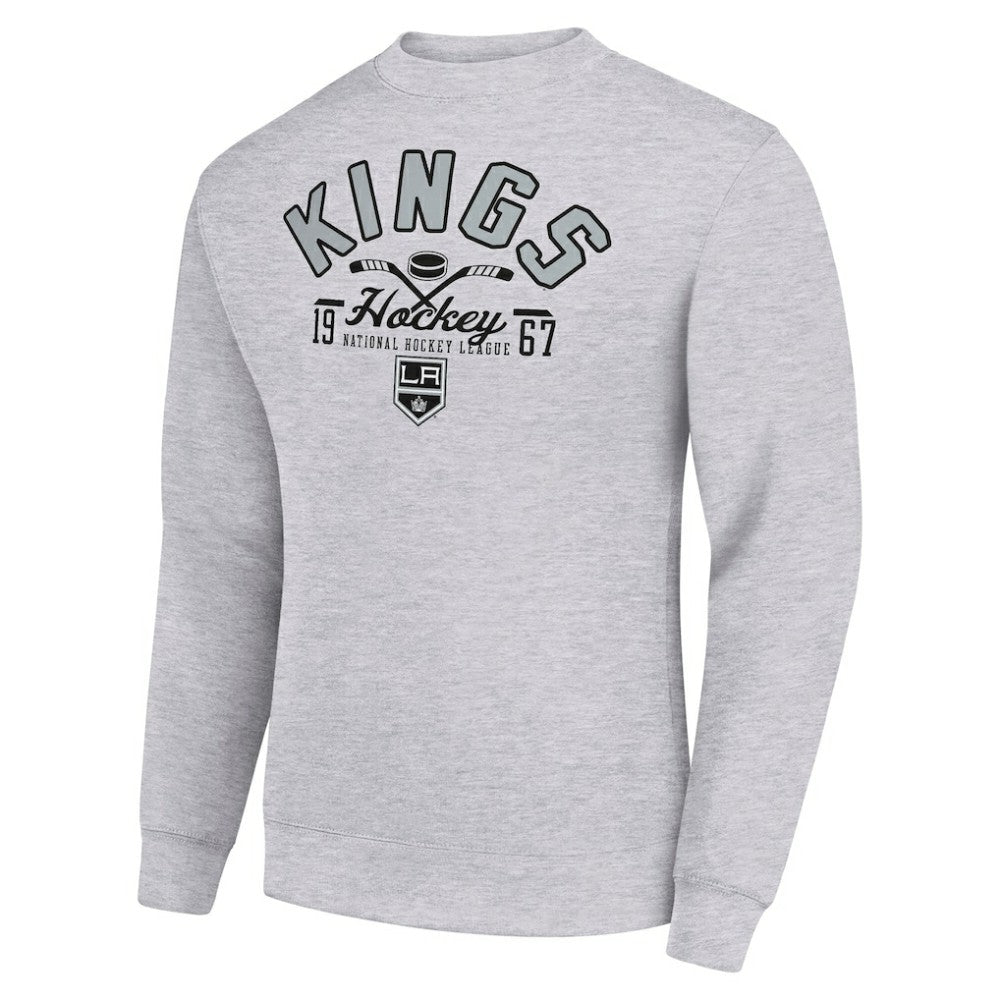 Los Angeles Kings Starter Stick And Puck Logo Fleece Pullover Sweatshirt - Heather Gray Sweatshirts