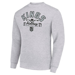 Los Angeles Kings Starter Stick And Puck Logo Fleece Pullover Sweatshirt - Heather Gray Sweatshirts