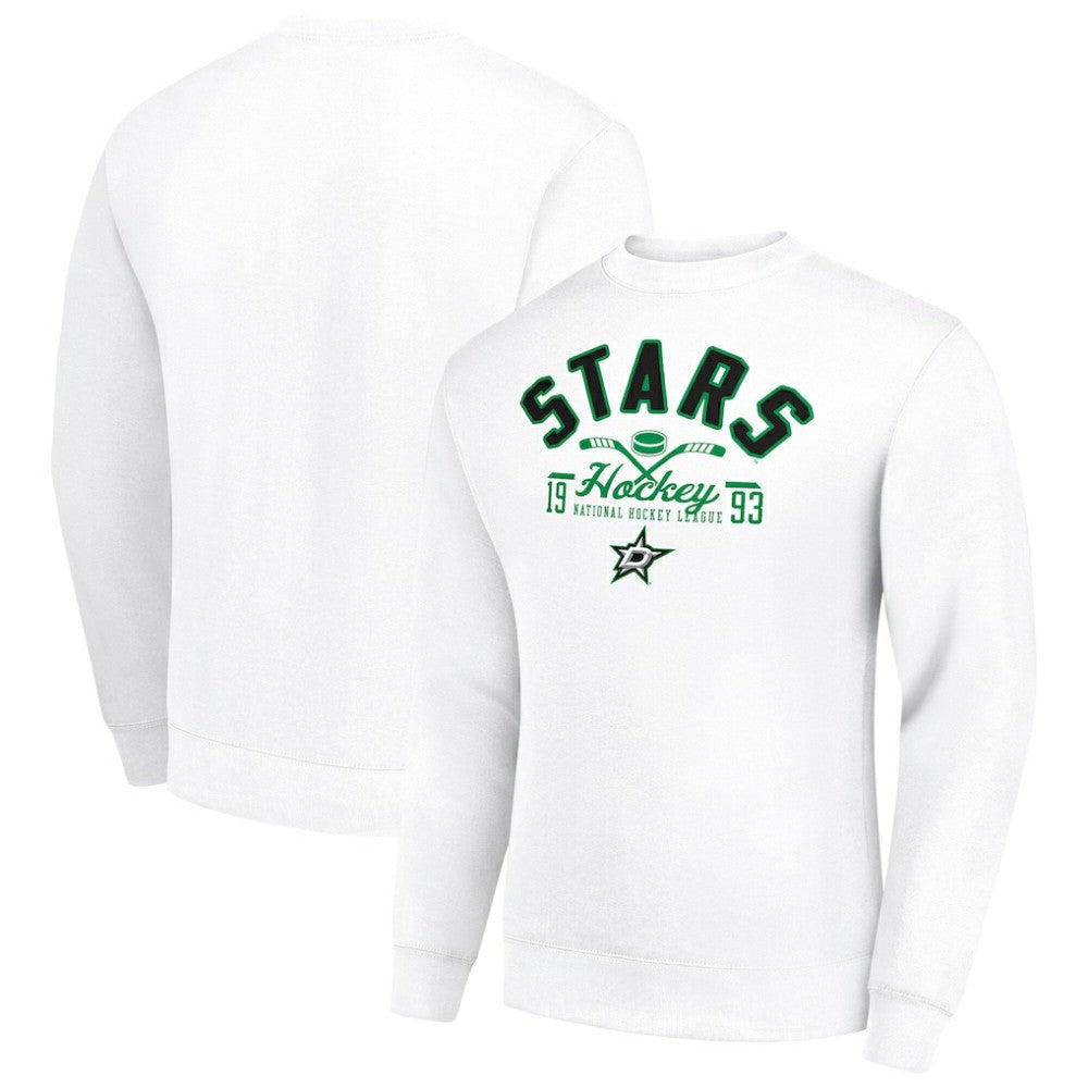 Dallas Stars Starter Stick And Puck Logo Fleece Pullover Sweatshirt - White Sweatshirts