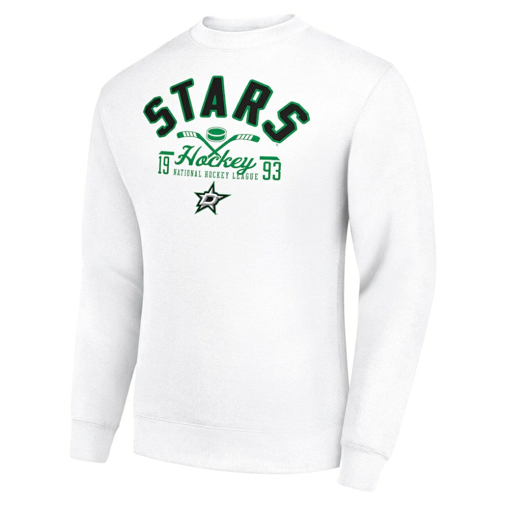 Dallas Stars Starter Stick And Puck Logo Fleece Pullover Sweatshirt - White Sweatshirts