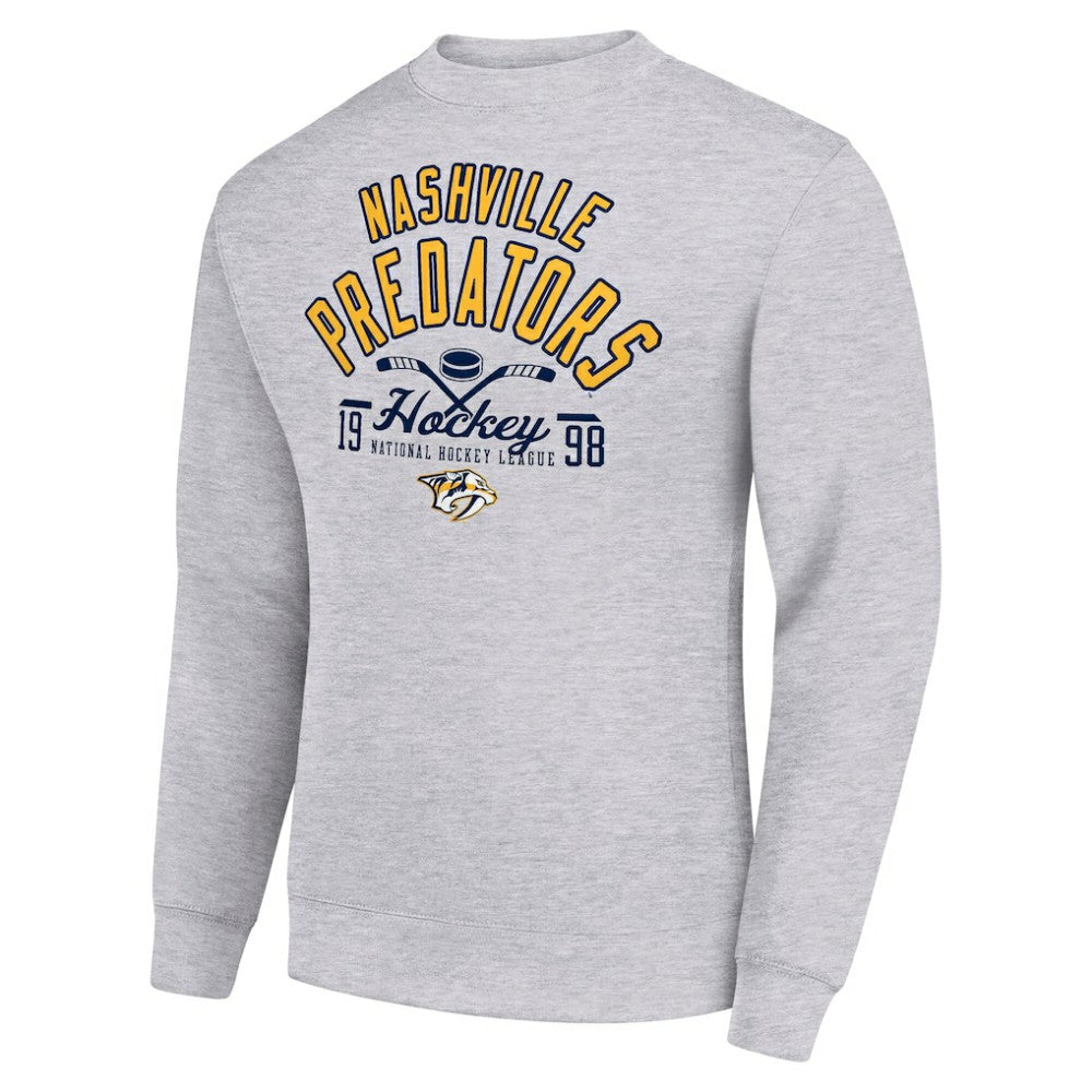 Nashville Predators Starter Stick And Puck Logo Fleece Pullover Sweatshirt - Heather Gray Sweatshirts