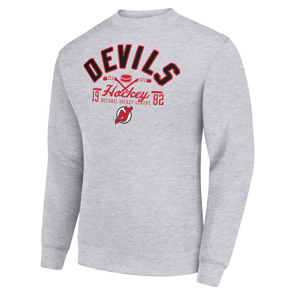 New Jersey Devils Starter Stick And Puck Logo Fleece Pullover Sweatshirt - Heather Gray Sweatshirts