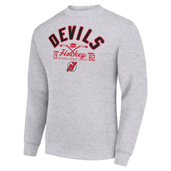 New Jersey Devils Starter Stick And Puck Logo Fleece Pullover Sweatshirt - Heather Gray Sweatshirts