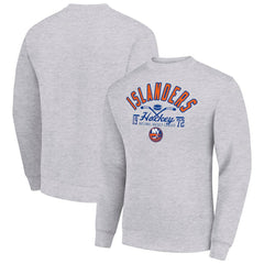 New York Islanders Starter Stick And Puck Logo Fleece Pullover Sweatshirt - Heather Gray Sweatshirts
