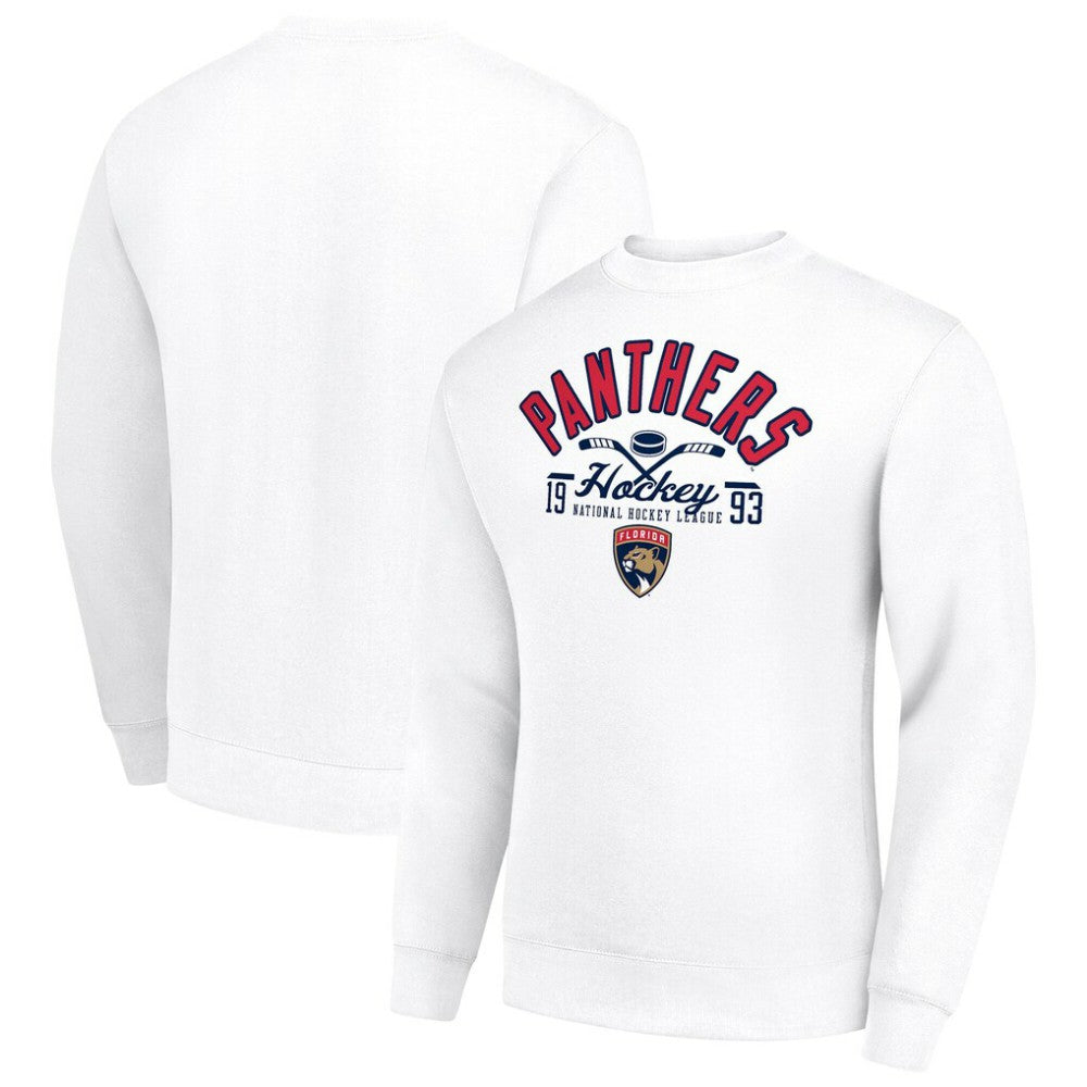 Florida Panthers Starter Stick And Puck Logo Fleece Pullover Sweatshirt - White Sweatshirts