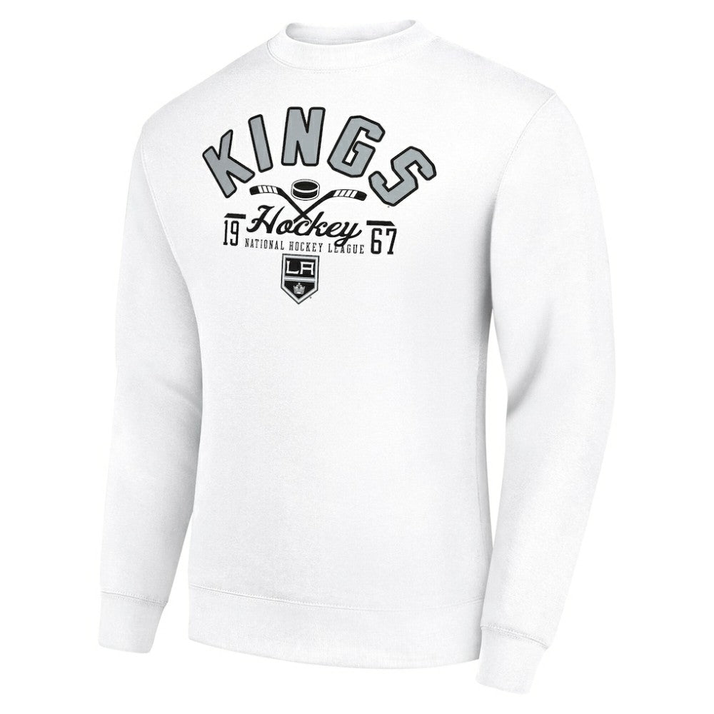 Los Angeles Kings Starter Stick And Puck Logo Fleece Pullover Sweatshirt - White Sweatshirts