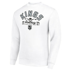 Los Angeles Kings Starter Stick And Puck Logo Fleece Pullover Sweatshirt - White Sweatshirts