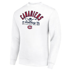Montreal Canadiens Starter Stick And Puck Logo Fleece Pullover Sweatshirt - White Sweatshirts