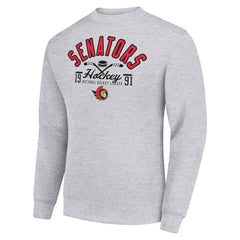 Ottawa Senators Starter Stick And Puck Logo Fleece Pullover Sweatshirt - Heather Gray Sweatshirts