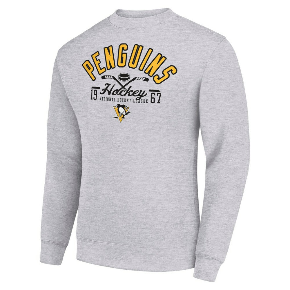 Pittsburgh Penguins Starter Stick And Puck Logo Fleece Pullover Sweatshirt - Heather Gray Sweatshirts