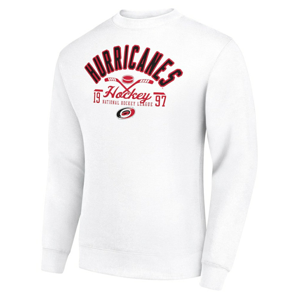 Carolina Hurricanes Starter Stick And Puck Logo Fleece Pullover Sweatshirt - White Sweatshirts