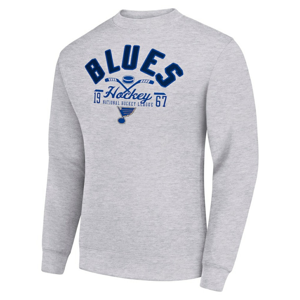 St. Louis Blues Starter Stick And Puck Logo Fleece Pullover Sweatshirt - Heather Gray Sweatshirts