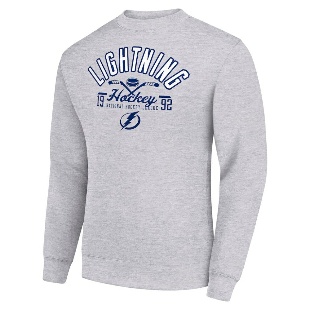Tampa Bay Lightning Starter Stick And Puck Logo Fleece Pullover Sweatshirt - Heather Gray Sweatshirts