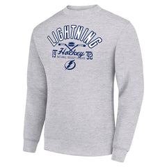 Tampa Bay Lightning Starter Stick And Puck Logo Fleece Pullover Sweatshirt - Heather Gray Sweatshirts