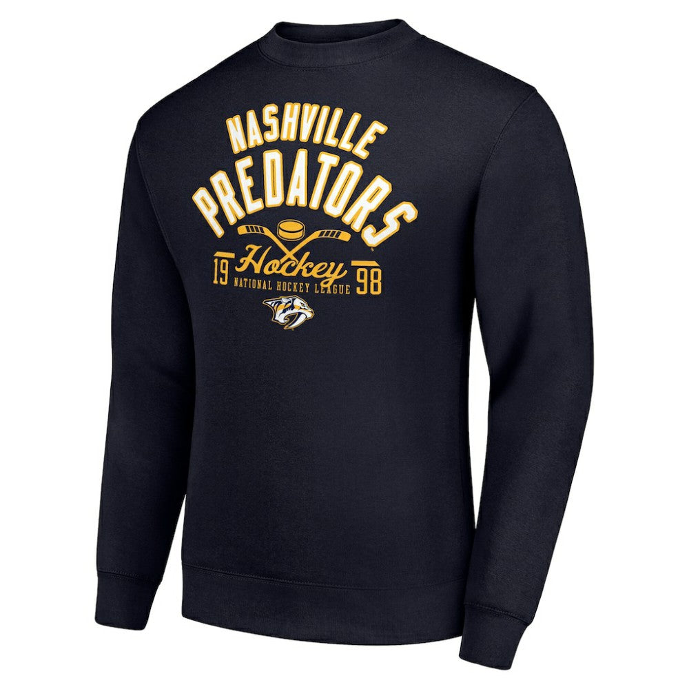 Nashville Predators Starter Stick And Puck Logo Fleece Pullover Sweatshirt - Navy Sweatshirts