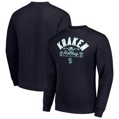 Seattle Kraken Starter Stick And Puck Logo Fleece Pullover Sweatshirt - Navy Sweatshirts
