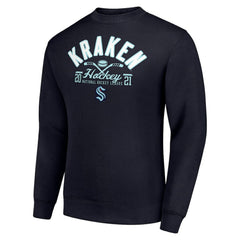 Seattle Kraken Starter Stick And Puck Logo Fleece Pullover Sweatshirt - Navy Sweatshirts
