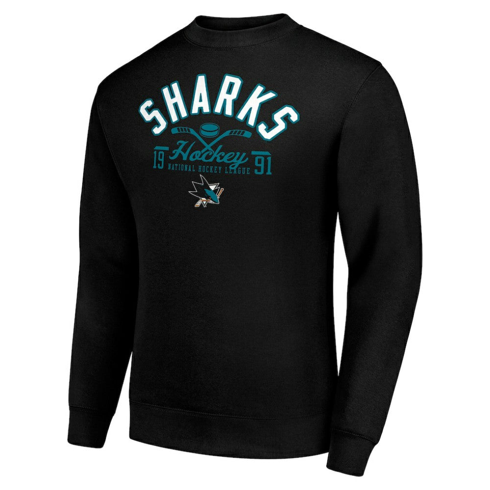 San Jose Sharks Starter Stick And Puck Logo Fleece Pullover Sweatshirt - Black Sweatshirts