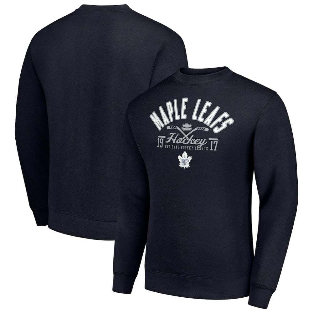 Toronto Maple Leafs Starter Stick And Puck Logo Fleece Pullover Sweatshirt - Navy Sweatshirts