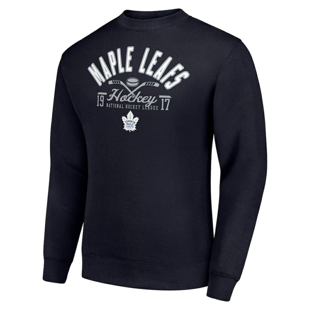 Toronto Maple Leafs Starter Stick And Puck Logo Fleece Pullover Sweatshirt - Navy Sweatshirts