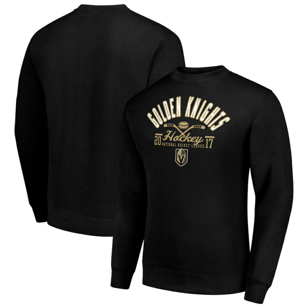 Vegas Golden Knights Starter Stick And Puck Logo Fleece Pullover Sweatshirt - Black Sweatshirts