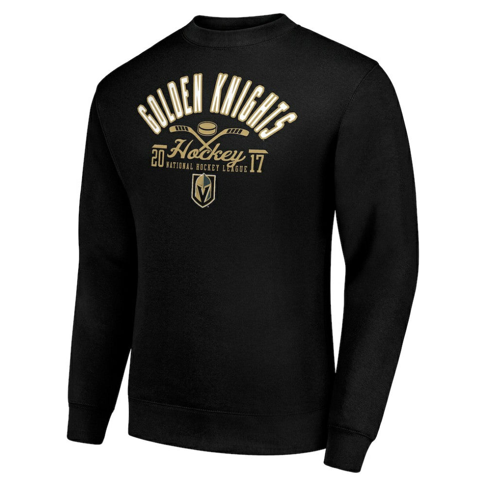Vegas Golden Knights Starter Stick And Puck Logo Fleece Pullover Sweatshirt - Black Sweatshirts