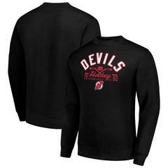 New Jersey Devils Starter Stick And Puck Logo Fleece Pullover Sweatshirt - Black Sweatshirts