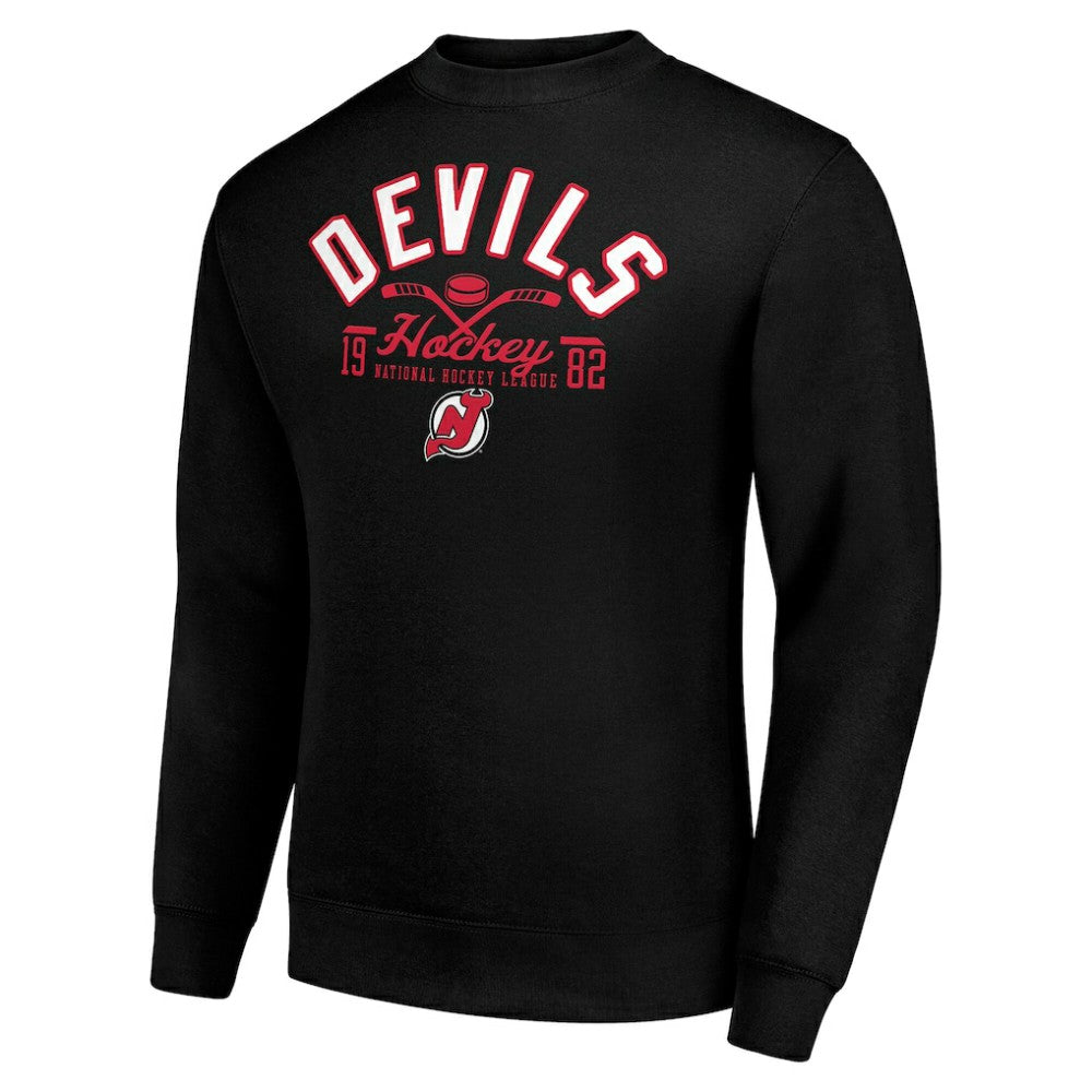 New Jersey Devils Starter Stick And Puck Logo Fleece Pullover Sweatshirt - Black Sweatshirts