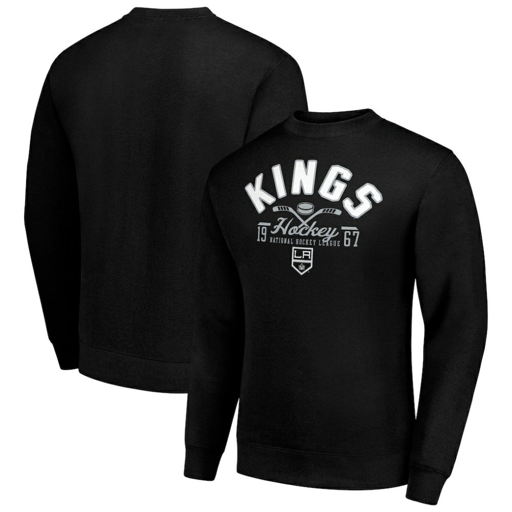 Los Angeles Kings Starter Stick And Puck Logo Fleece Pullover Sweatshirt - Black Sweatshirts
